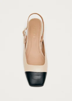 Lindy Bicolor Cremefarbene Schwarze Leder Pumps