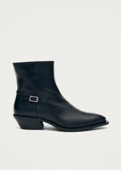 Lizzie Schwarze Leder Stiefeletten
