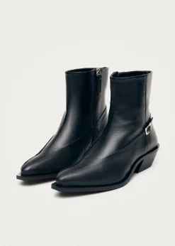 Lizzie Schwarze Leder Stiefeletten