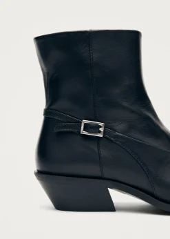 Lizzie Schwarze Leder Stiefeletten