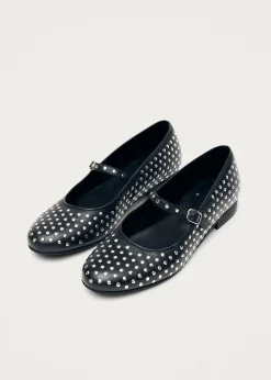 Lucien Schwarze Leder Ballerinas