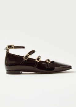 Luke Braune Mary Jane Ballerinas aus Lackleder