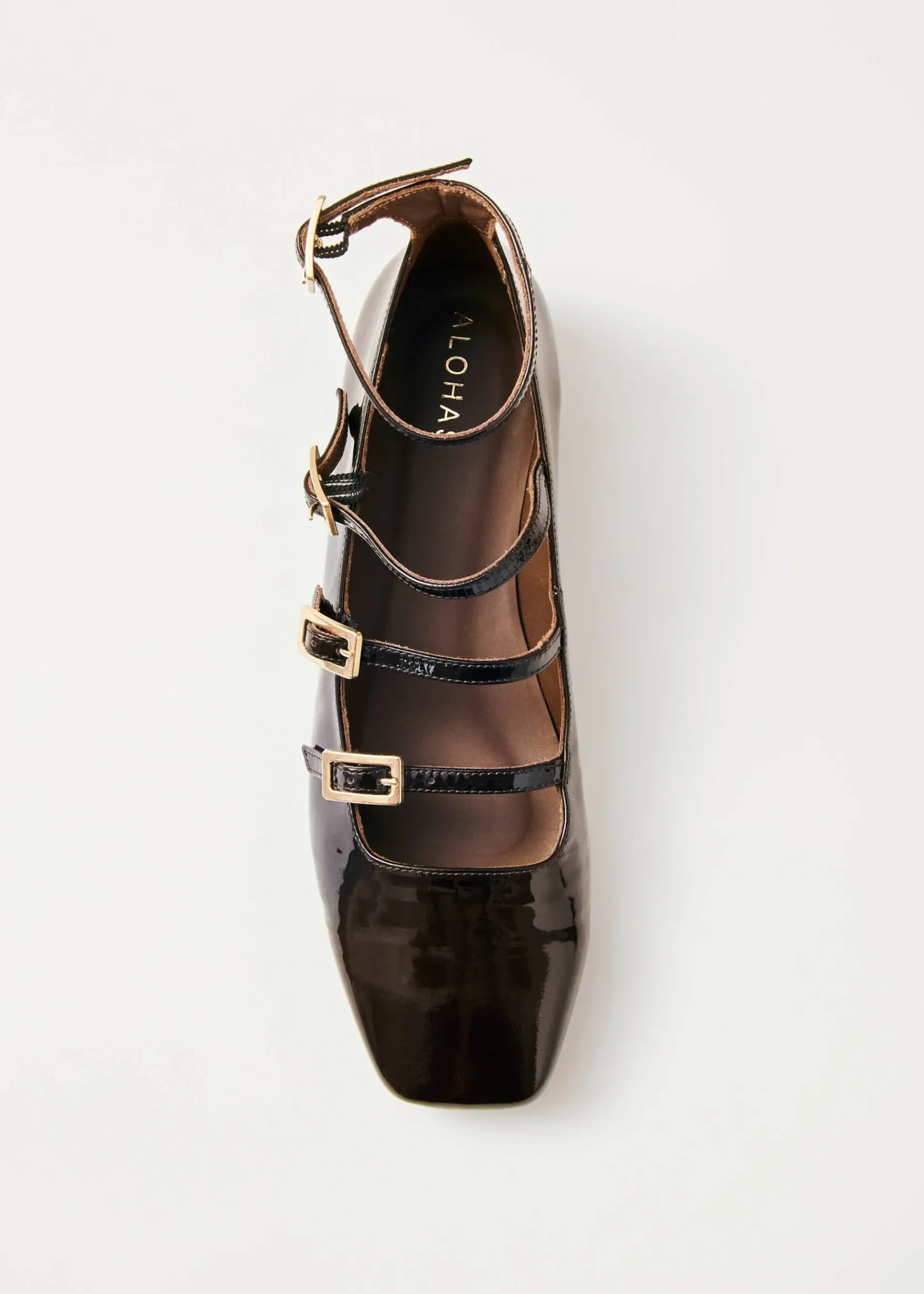 Luke Braune Mary Jane Ballerinas aus Lackleder