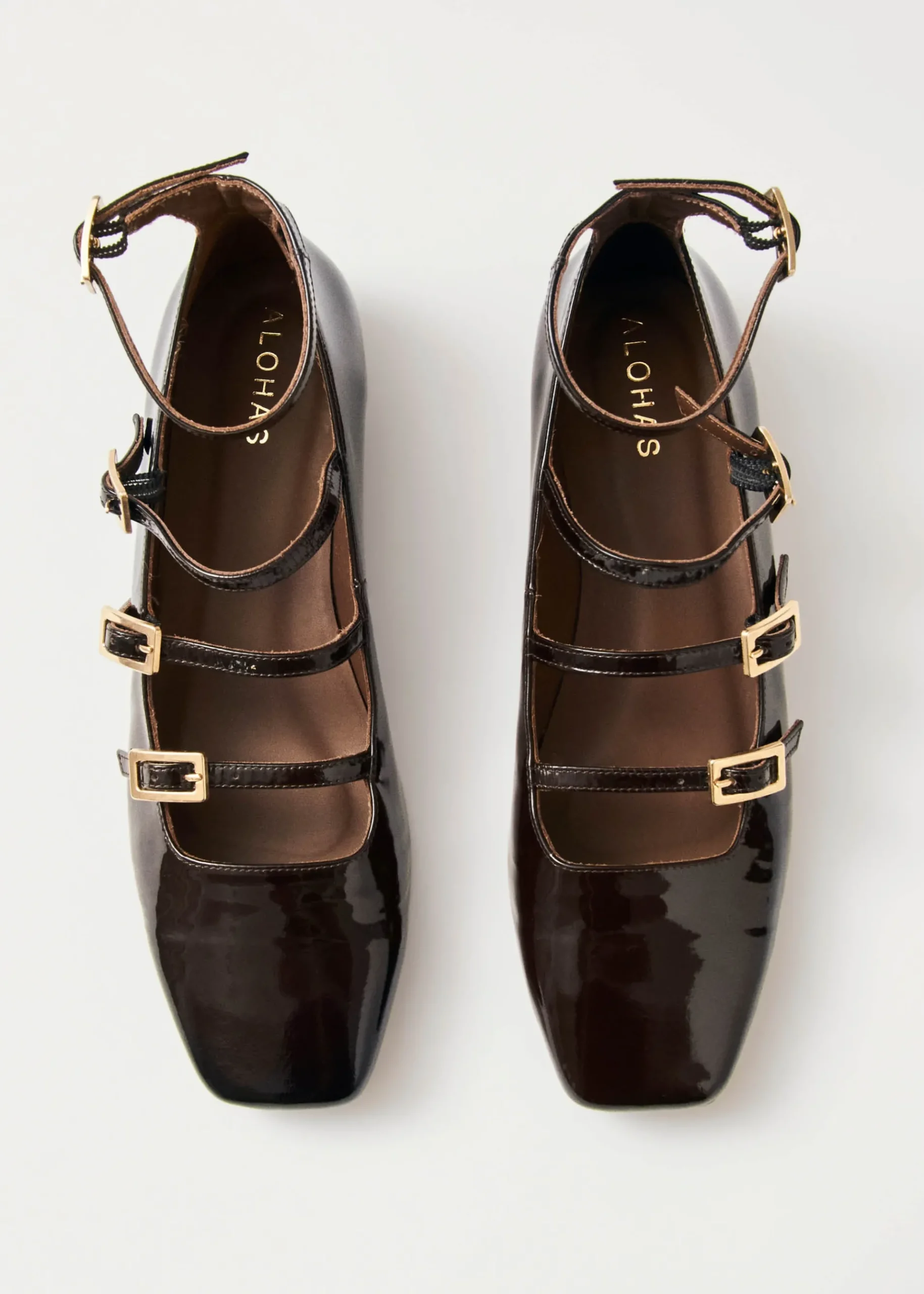 Luke Braune Mary Jane Ballerinas aus Lackleder