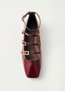 Luke Burgund Mary Jane Ballerinas aus Lackleder