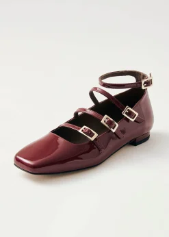 Luke Burgund Mary Jane Ballerinas aus Lackleder