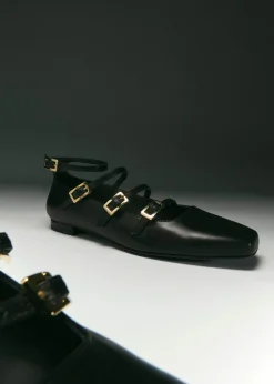 Luke Schwarze Mary Jane Ballerinas aus Leder