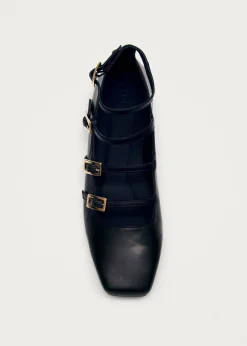 Luke Schwarze Mary Jane Ballerinas aus Leder