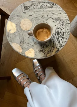 Luke Silberne Mary Jane Ballerinas aus Leder