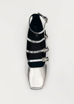 Luke Silberne Mary Jane Ballerinas aus Leder