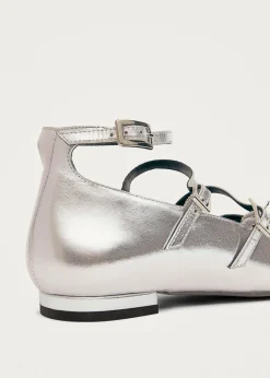 Luke Silberne Mary Jane Ballerinas aus Leder