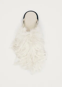 Maja Furry Cremefarbene Leder Pantoletten