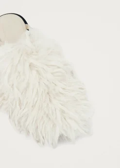 Maja Furry Cremefarbene Leder Pantoletten