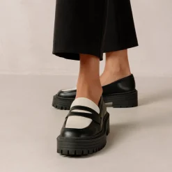 Mask Bicolor Black Vegan Leather Loafers