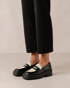 Mask Bicolor Black Vegan Leather Loafers