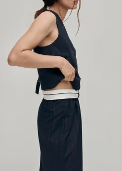 Megan Marineblaue Nadelstreifen-Hose