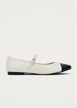Musa Bicolor Black Cream Leather Ballet Flats
