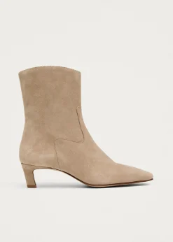 Nash Suede Beige Leather Ankle Boots