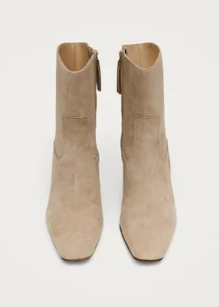 Nash Suede Beige Leather Ankle Boots
