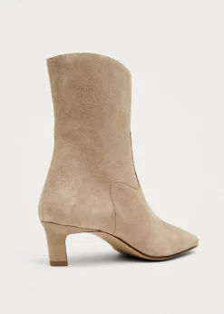 Nash Suede Beige Leather Ankle Boots