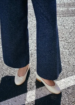 Oriana Cream Leather Ballet Flats
