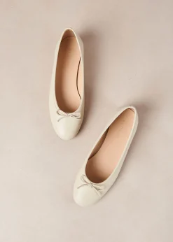 Oriana Cream Leather Ballet Flats