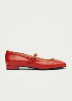 Por Do Sol Rote Leder-Ballerinas