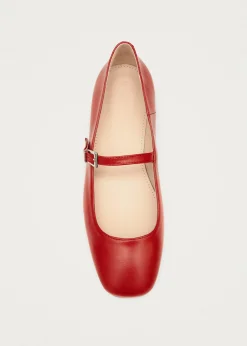 Por Do Sol Rote Leder-Ballerinas