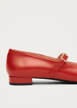 Por Do Sol Rote Leder-Ballerinas