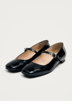 Por Do Sol Schwarze Lack-Ballerinas