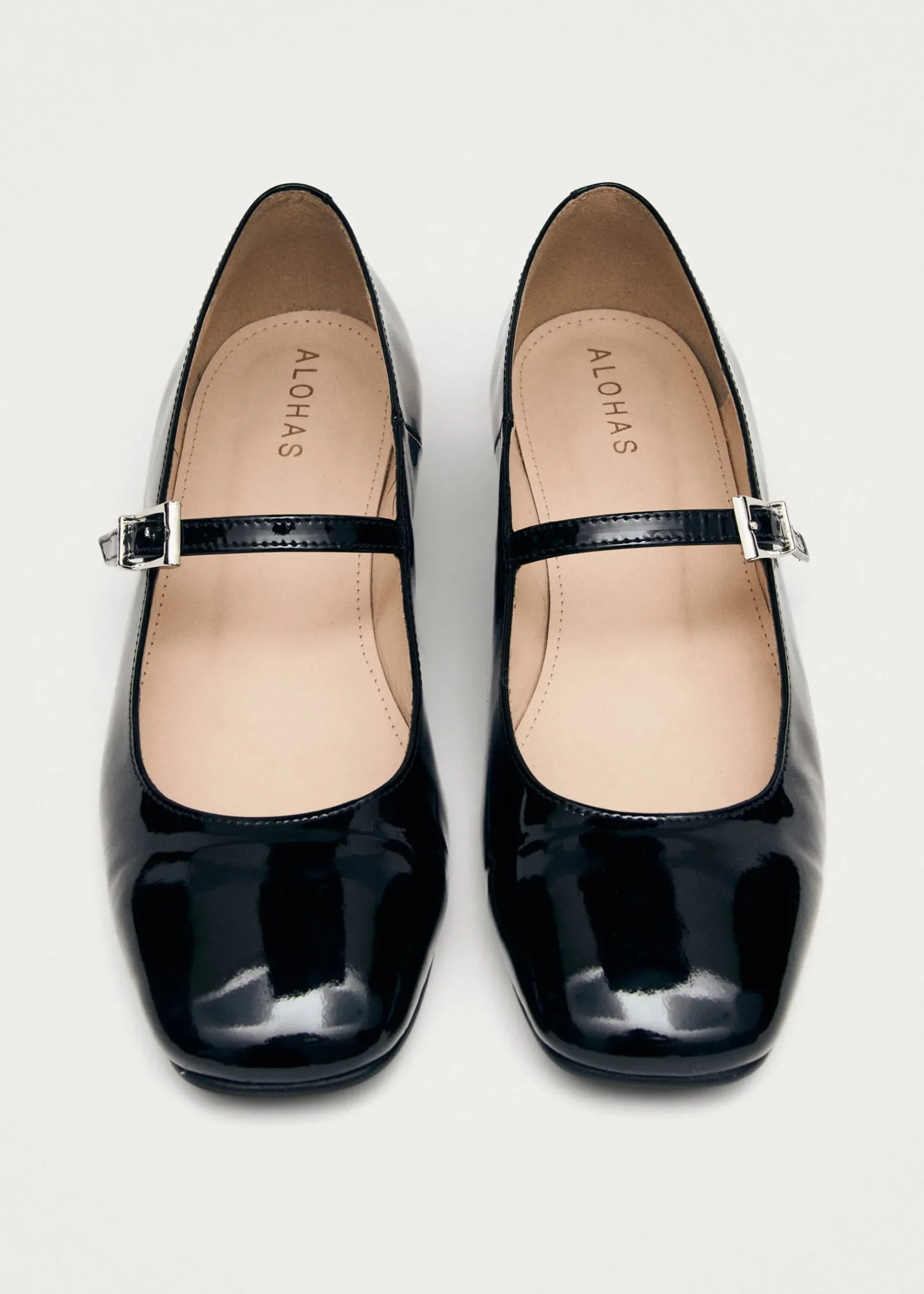 Por Do Sol Schwarze Lack-Ballerinas