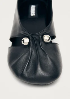 Ravena Black Leather Ballet Flats