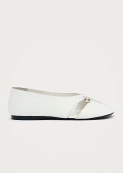 Ravena White Leather Ballet Flats