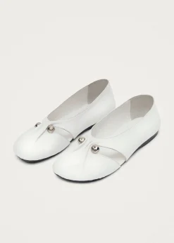 Ravena White Leather Ballet Flats
