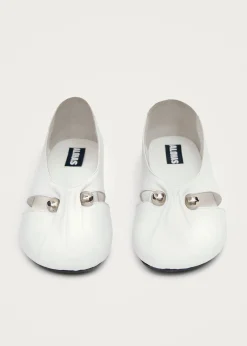 Ravena White Leather Ballet Flats