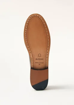 Rivet Braune Leder-Slipper