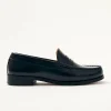 Rivet Schwarze Leder-Slipper