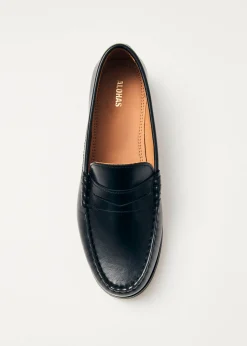 Rivet Schwarze Leder-Slipper