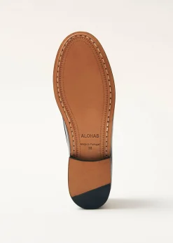 Rivet Schwarze Leder-Slipper