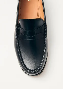Rivet Schwarze Leder-Slipper