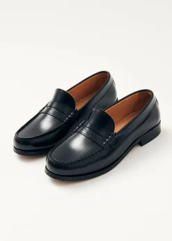 Rivet Schwarze Leder-Slipper