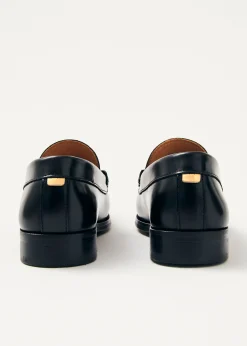 Rivet Schwarze Leder-Slipper