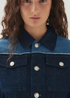 Sand - Bicolor Indigo Jeansjacke