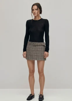 Shibuya Checks Brown Skirt