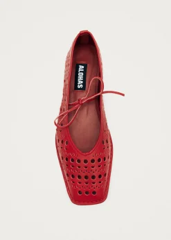 Sway Slit Rote Leder-Ballerinas