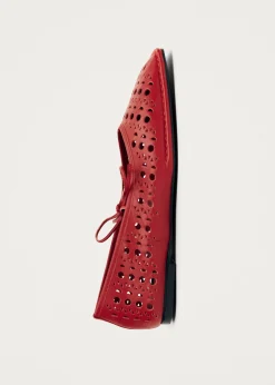 Sway Slit Rote Leder-Ballerinas