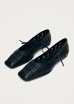 Sway Slit Schwarze Leder-Ballerinas