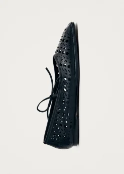 Sway Slit Schwarze Leder-Ballerinas