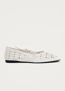 Sway Slit Weiße Leder Ballerinas
