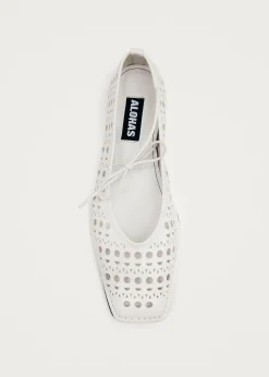 Sway Slit Weiße Leder Ballerinas